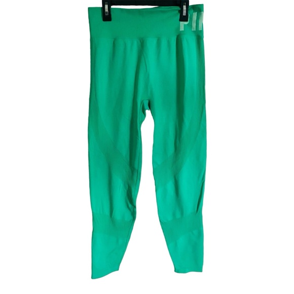 Women’s PINK Active Kelly Green Seamless Leggings Size Large - Picture 1 of 7